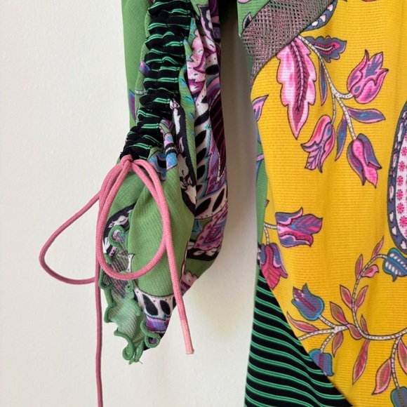 ANAC by Kimi Paisley Mesh Top Large Floral Tie Sleeve - Picture 4 of 10